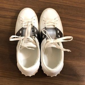 Valentino White & Grey Garavani Open Sneakers stud